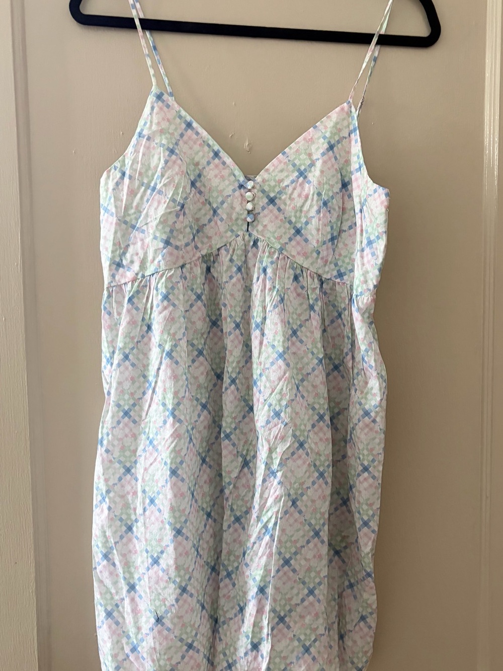 Frankie’s Bikinis x Djerf Avenue Pastel Plaid Sleeveless Cotton Dress
